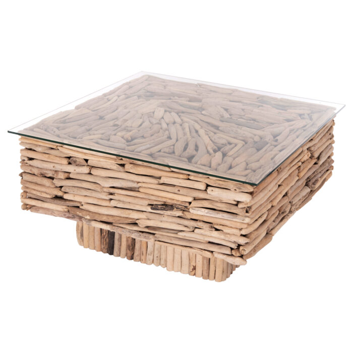 ΤΡΑΠΕΖΙ ΣΑΛΟΝΙΟΥ ΤΕΤΡΑΓΩΝΟ FB99960 DRIFTWOOD--ΓΥΑΛΙ 95x95x51,5Υεκ. - Image 4