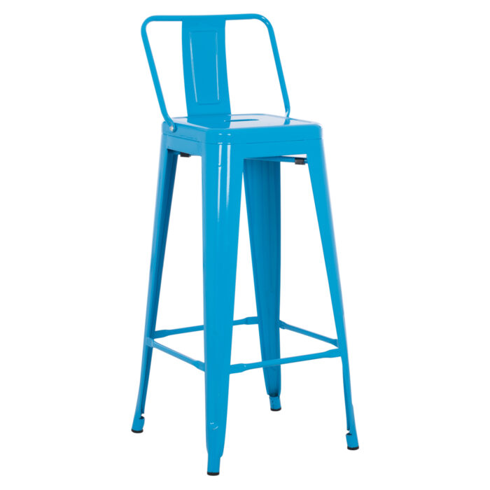 ΣΚΑΜΠΟ BAR ME ΠΛΑΤΗ ΜΕΤΑΛΛΙΚΟ FB98643.48 ΜΠΛΕ 42x42x100Υεκ. - Image 1