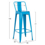 ΣΚΑΜΠΟ BAR ME ΠΛΑΤΗ ΜΕΤΑΛΛΙΚΟ FB98643.48 ΜΠΛΕ 42x42x100Υεκ. - Image 2