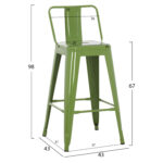 ΣΚΑΜΠΟ ΜΠΑΡ ΜΕΣΑΙΟΥ ΥΨΟΥΣ ΜΕΤΑΛΛΙΚO FB98574.53 LIGHT OLIVE GREEN 43x43x88Υεκ. - Image 2