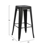 ΣΚΑΜΠΟ ΜΠΑΡ ΜΕΤΑΛΛΙΚΟ FB98642.42 ΣΕ ΜΑΥΡΟ ΜΑΤ 43x43x78Υεκ. - Image 2