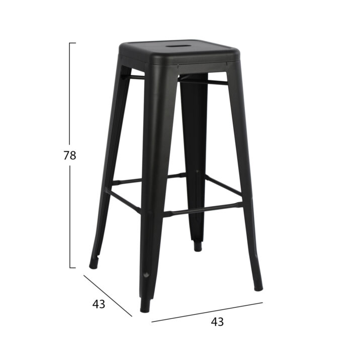 ΣΚΑΜΠΟ ΜΠΑΡ ΜΕΤΑΛΛΙΚΟ FB98642.42 ΣΕ ΜΑΥΡΟ ΜΑΤ 43x43x78Υεκ. - Image 2