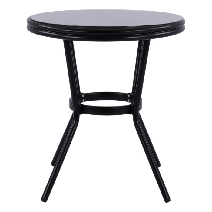 ΤΡΑΠΕΖΙ ΑΛΟΥΜΙΝΙΟΥ Φ70 BAMBOO FB95532.02 ΜΑΥΡΟ ΜΕ ΓΥΑΛΙ Φ70X76 εκ - Image 3