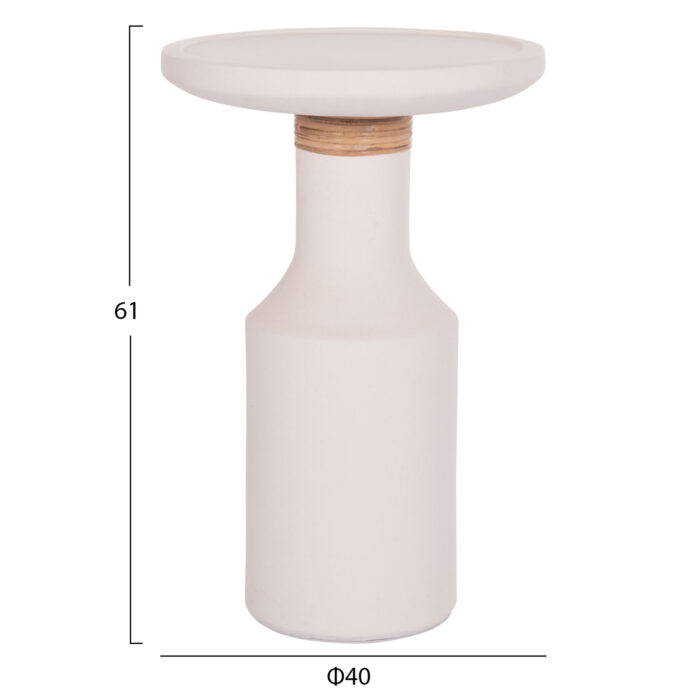 ΒΟΗΘΗΤΙΚΟ ΤΡΑΠΕΖΙ FB918169.02 FIBER CEMENT ΛΕΥΚΟ-ΦΥΣΙΚΟ RATTAN--Φ40x61Υεκ. - Image 2