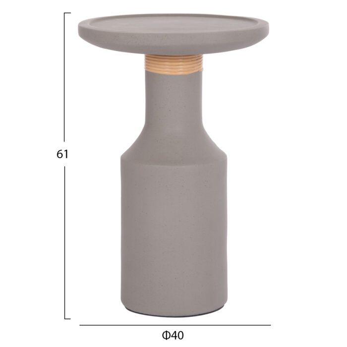 ΒΟΗΘΗΤΙΚΟ ΤΡΑΠΕΖΙ FB918169.03 FIBER CEMENT ΓΚΡΙ-ΦΥΣΙΚΟ RATTAN--Φ40x61Υεκ. - Image 2