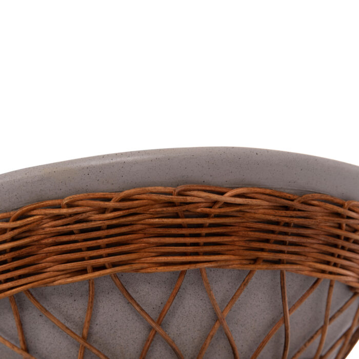 ΒΟΗΘΗΤΙΚΟ ΤΡΑΠΕΖΙ ΣΤΡΟΓΓΥΛΟ DELIA FB918167.03 FIBER CEMENT ΓΚΡΙ & RATTAN Φ40x45Υεκ - Image 7