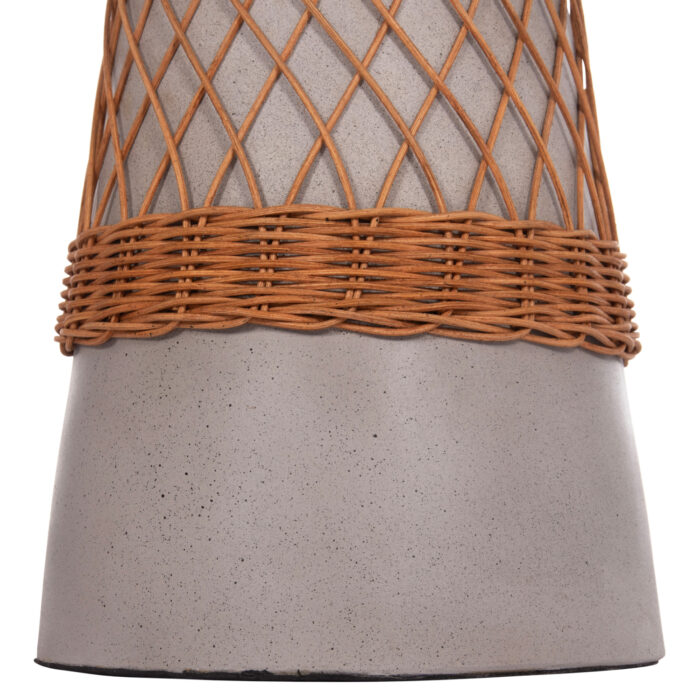 ΒΟΗΘΗΤΙΚΟ ΤΡΑΠΕΖΙ ΣΤΡΟΓΓΥΛΟ DELIA FB918167.03 FIBER CEMENT ΓΚΡΙ & RATTAN Φ40x45Υεκ - Image 10