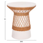 ΒΟΗΘΗΤΙΚΟ ΤΡΑΠΕΖΙ ΣΤΡΟΓΓΥΛΟ FB918167.02 FIBER CEMENT ΛΕΥΚΟ & RATTAN Φ40x45Υεκ - Image 2