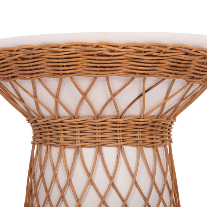 ΒΟΗΘΗΤΙΚΟ ΤΡΑΠΕΖΙ ΣΤΡΟΓΓΥΛΟ FB918167.02 FIBER CEMENT ΛΕΥΚΟ & RATTAN Φ40x45Υεκ - Image 5