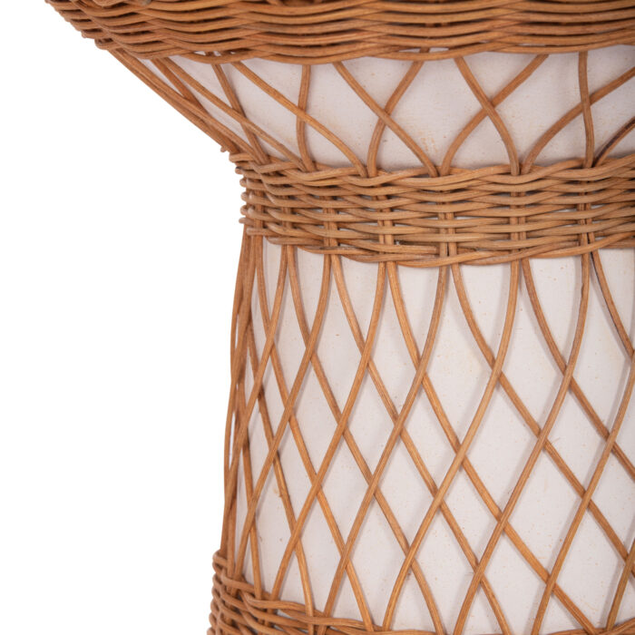 ΒΟΗΘΗΤΙΚΟ ΤΡΑΠΕΖΙ ΣΤΡΟΓΓΥΛΟ FB918167.02 FIBER CEMENT ΛΕΥΚΟ & RATTAN Φ40x45Υεκ - Image 6