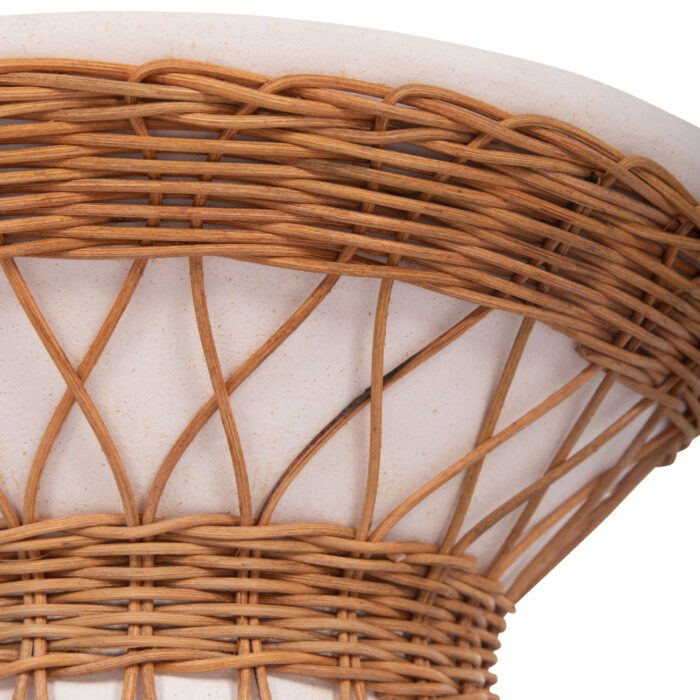 ΒΟΗΘΗΤΙΚΟ ΤΡΑΠΕΖΙ ΣΤΡΟΓΓΥΛΟ FB918167.02 FIBER CEMENT ΛΕΥΚΟ & RATTAN Φ40x45Υεκ - Image 9