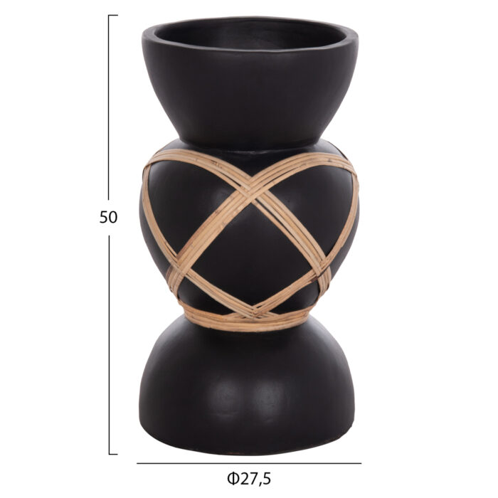 ΔΙΑΚΟΣΜΗΤΙΚΟ ΒΑΖΟ ΔΑΠΕΔΟΥ FB94672.01S TERRACOTTA ΜΑΥΡΟ-RATTAN Φ27.5x50Υ - Image 2