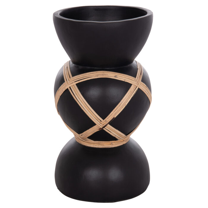 ΔΙΑΚΟΣΜΗΤΙΚΟ ΒΑΖΟ ΔΑΠΕΔΟΥ FB94672.01S TERRACOTTA ΜΑΥΡΟ-RATTAN Φ27.5x50Υ - Image 3