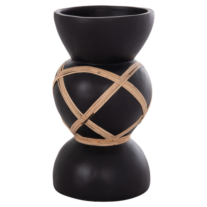 ΔΙΑΚΟΣΜΗΤΙΚΟ ΒΑΖΟ ΔΑΠΕΔΟΥ FB94672.01S TERRACOTTA ΜΑΥΡΟ-RATTAN Φ27.5x50Υ - Image 4