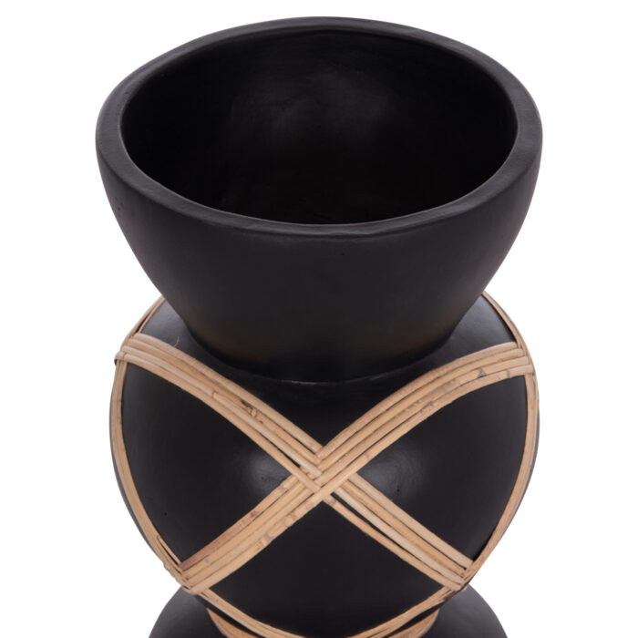 ΔΙΑΚΟΣΜΗΤΙΚΟ ΒΑΖΟ ΔΑΠΕΔΟΥ FB94672.01S TERRACOTTA ΜΑΥΡΟ-RATTAN Φ27.5x50Υ - Image 5