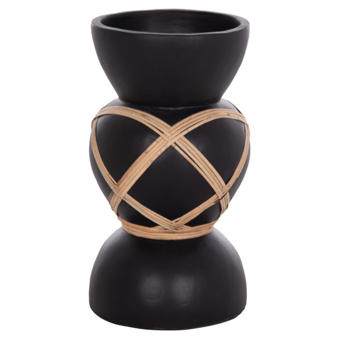 ΔΙΑΚΟΣΜΗΤΙΚΟ ΒΑΖΟ ΔΑΠΕΔΟΥ FB94672.01S TERRACOTTA ΜΑΥΡΟ-RATTAN Φ27.5x50Υ - Image 1