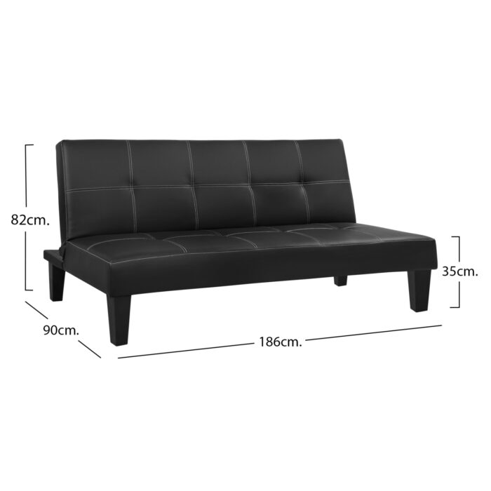 ΚΑΝΑΠΕΣ ΚΡΕΒΑΤΙ 3Θ FB93002.02 ΜΑΥΡΟΣ PU ΜΕ ΓΑΖΙΑ 186x90x82 - Image 2