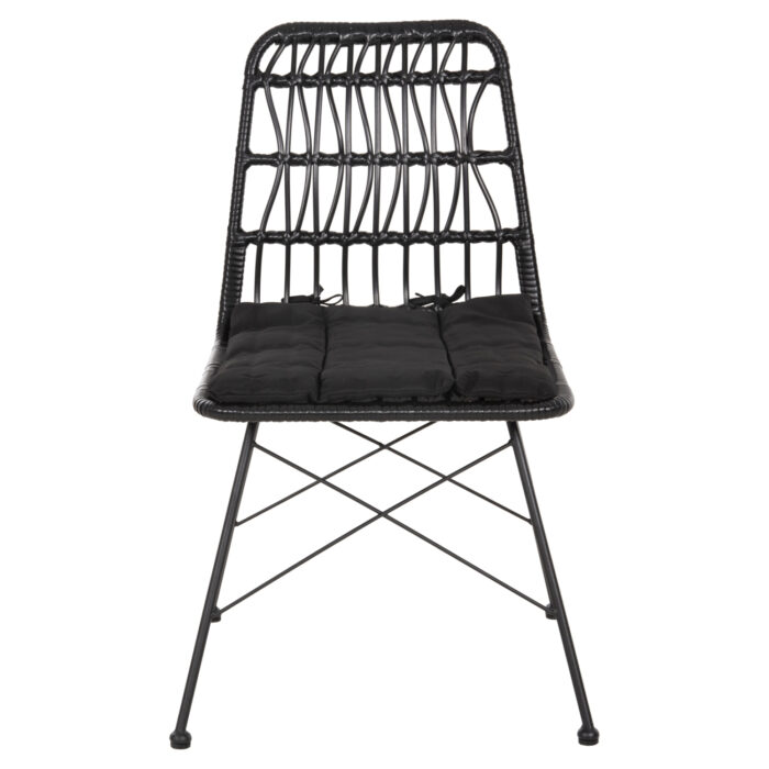 ΚΑΡΕΚΛΑ ΕΞ.ΧΩΡΟY FB95453.12 ΜΕΤΑΛΛΟ-ΜΑΞΙΛΑΡΙ-WICKER ΜΑΥΡΟ 52x52x83,5Yεκ. - Image 3