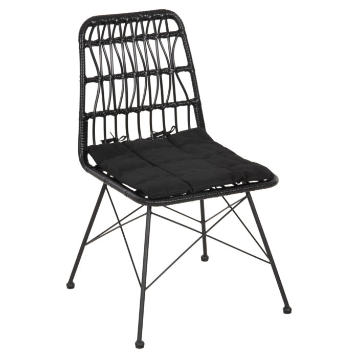 ΚΑΡΕΚΛΑ ΕΞ.ΧΩΡΟY FB95453.12 ΜΕΤΑΛΛΟ-ΜΑΞΙΛΑΡΙ-WICKER ΜΑΥΡΟ 52x52x83,5Yεκ. - Image 1