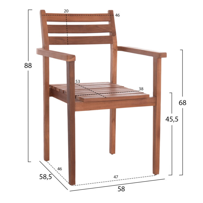 ΠΟΛΥΘΡΟΝΑ FB96358 ΞΥΛΟ TEAK ΣΕ ΦΥΣΙΚΟ--58x58,5x88Υεκ. - Image 2