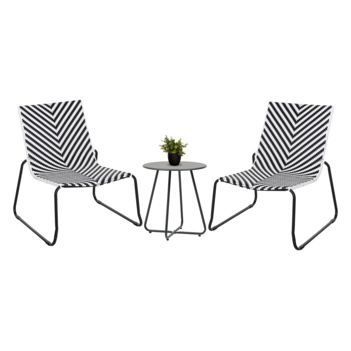 ΣΕΤ LOUNGE 3TMX ΕΞ.ΧΩΡΟΥ FB921193 ΜΕΤΑΛΛΟ ΣΕ ΓΚΡΙ--ΣΥΝΘ.RATTAN ΣΕ ΛΕΥΚΟ-ΜΑΥΡΟ - Image 1