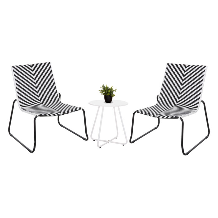 ΣΕΤ LOUNGE 3TMX ΕΞ.ΧΩΡΟΥ FB921193.02 ΜΕΤΑΛΛΟ ΚΑΙ ΣΥΝΘ.RATTAN ΣΕ ΛΕΥΚΟ-ΜΑΥΡΟ - Image 1