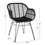 ΣΕΤ ΤΡΑΠΕΖΑΡΙΑΣ 3ΤΜΧ FB911871 ΜΕΤΑΛΛΟ & RATTAN ΣΕ ΜΑΥΡΟ ΧΡΩΜΑ - Image 2