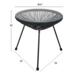 ΣΕΤ ΤΡΑΠΕΖΑΡΙΑΣ 3ΤΜΧ FB911871 ΜΕΤΑΛΛΟ & RATTAN ΣΕ ΜΑΥΡΟ ΧΡΩΜΑ - Image 3