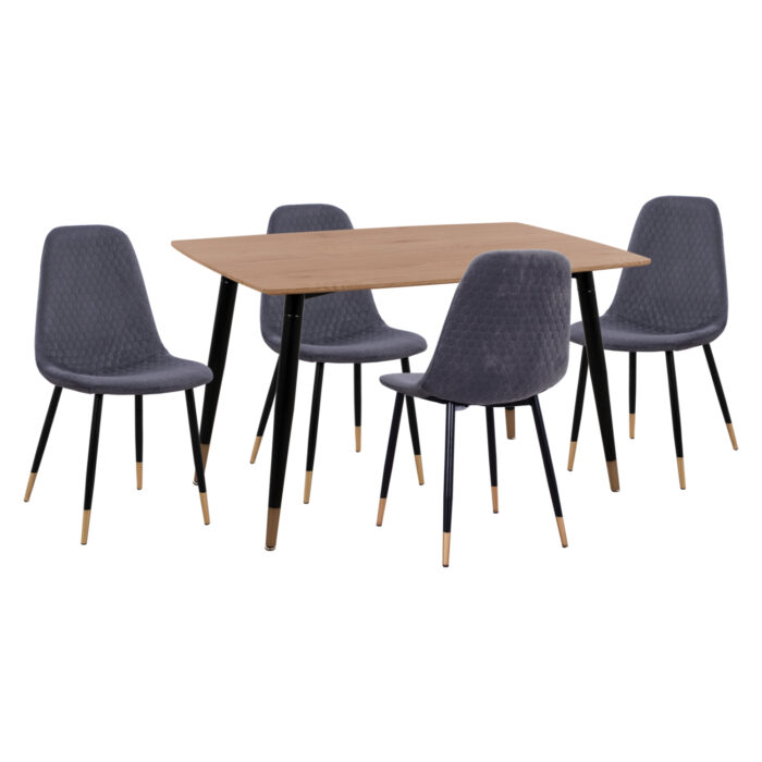 ΣΕΤ ΤΡΑΠΕΖΑΡΙΑΣ 5ΤΜΧ FB911196.01 MDF TOP-ΒΕΛΟΥΔΟ ΓΚΡΙ & ΜΕΤΑΛΛΟ ΜΑΥΡΟ - Image 1