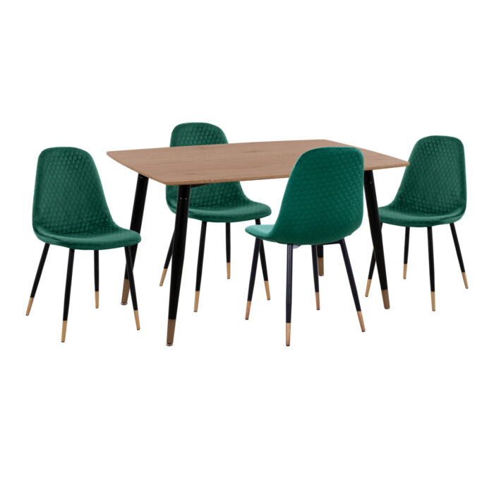 ΣΕΤ ΤΡΑΠΕΖΑΡΙΑΣ 5ΤΜΧ FB911196.03 MDF TOP-ΒΕΛΟΥΔΟ ΚΥΠΑΡΙΣΣΙ & ΜΕΤΑΛΛΟ ΜΑΥΡΟ - Image 1
