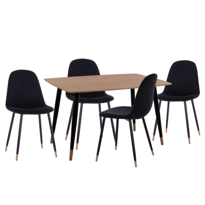 ΣΕΤ ΤΡΑΠΕΖΑΡΙΑΣ 5ΤΜΧ FB911196.09 MDF TOP-ΒΕΛΟΥΔΟ & ΜΕΤΑΛΛΟ ΣΕ ΜΑΥΡΟ - Image 1