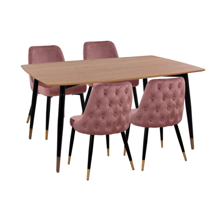 ΣΕΤ ΤΡΑΠΕΖΑΡΙΑΣ 5ΤΜΧ FB911198.02 MDF TOP-ΒΕΛΟΥΔΟ ΣΑΠΙΟ ΜΗΛΟ & ΜΕΤΑΛΛΟ ΜΑΥΡΟ - Image 1