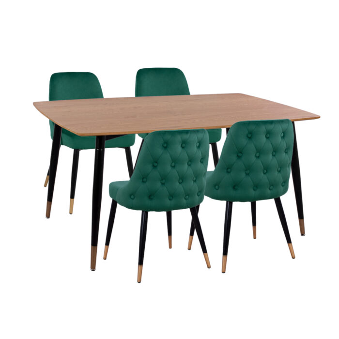 ΣΕΤ ΤΡΑΠΕΖΑΡΙΑΣ 5ΤΜΧ FB911198.03 MDF TOP-ΒΕΛΟΥΔΟ ΚΥΠΑΡΙΣΣΙ & ΜΕΤΑΛΛΟ ΜΑΥΡΟ - Image 1