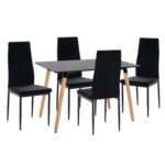 ΣΕΤ ΤΡΑΠΕΖΑΡΙΑΣ 5ΤΜΧ FB921173 MDF TOP ΜΑΥΡΟ-ΒΕΛΟΥΔΟ & ΜΕΤΑΛΛΟ ΜΑΥΡΟ