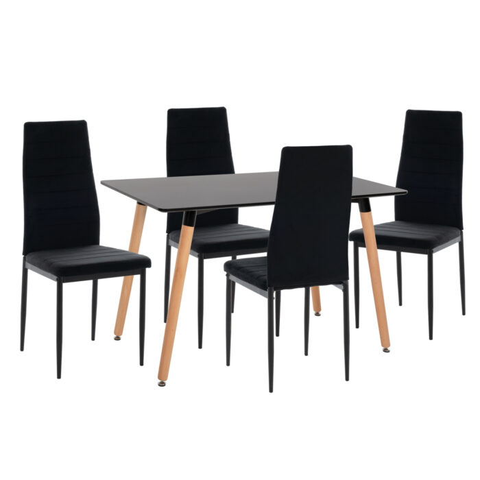 ΣΕΤ ΤΡΑΠΕΖΑΡΙΑΣ 5ΤΜΧ FB921173 MDF TOP ΜΑΥΡΟ-ΒΕΛΟΥΔΟ & ΜΕΤΑΛΛΟ ΜΑΥΡΟ - Image 1