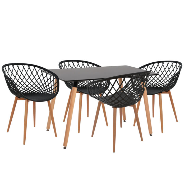 ΣΕΤ ΤΡΑΠΕΖΑΡΙΑΣ 5ΤΜΧ FB921174 MDF TOP & ΠΟΛΥΠΡΟΠΥΛΕΝΙΟ ΣΕ ΜΑΥΡΟ - Image 1