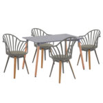 ΣΕΤ ΤΡΑΠΕΖΑΡΙΑΣ 5ΤΜΧ FB921176 MDF TOP ΣΕ ΓΚΡΙ--P.P. & PU ΣΕ ΓΚΡΙ