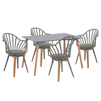 ΣΕΤ ΤΡΑΠΕΖΑΡΙΑΣ 5ΤΜΧ FB921176 MDF TOP ΣΕ ΓΚΡΙ--P.P. & PU ΣΕ ΓΚΡΙ