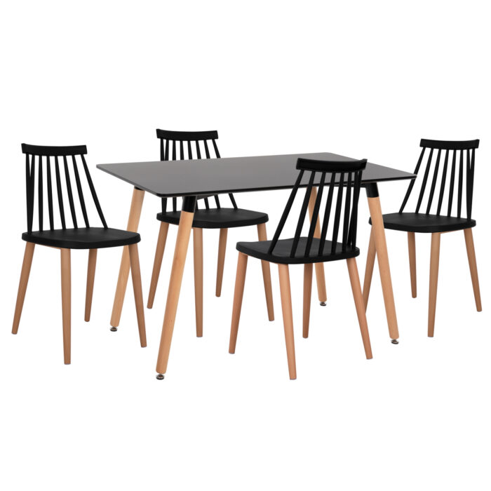 ΣΕΤ ΤΡΑΠΕΖΑΡΙΑΣ 5ΤΜΧ FB921178 MDF TOP ΣΕ ΜΑΥΡΟ-ΣΚΕΛΕΤΟΣ ΣΕ ΦΥΣΙΚΟ ΞΥΛΟΥ - Image 1