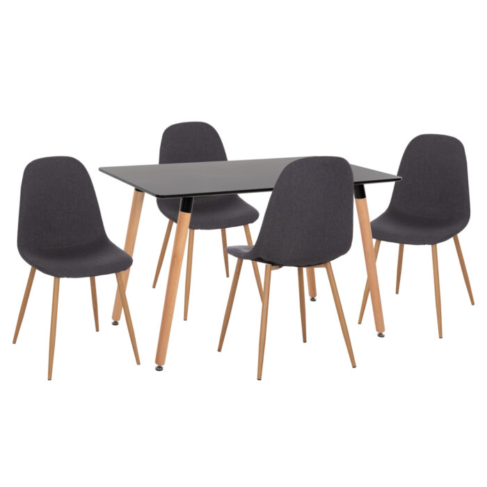 ΣΕΤ ΤΡΑΠΕΖΑΡΙΑΣ 5ΤΜΧ FB921179 MDF TOP ΣΕ ΜΑΥΡΟ--ΣΚΟΥΡΟ ΓΚΡΙ ΥΦΑΣΜΑ - Image 1