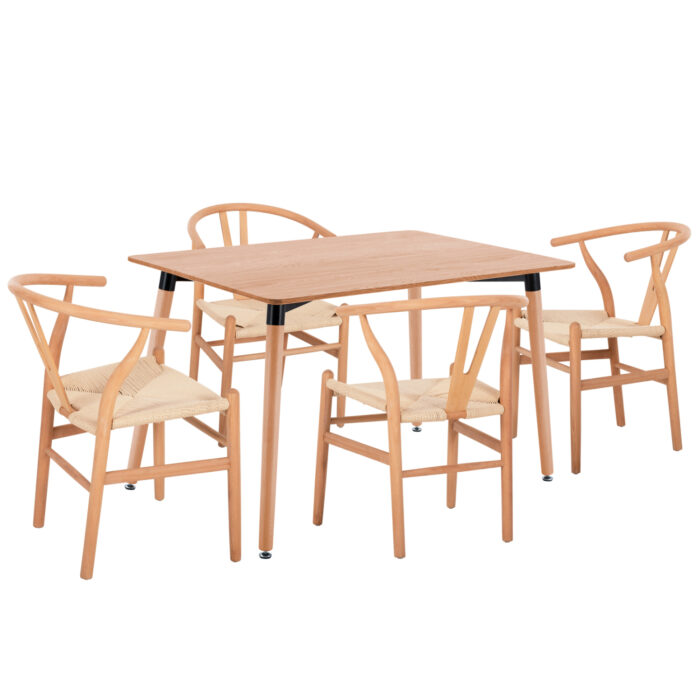 ΣΕΤ ΤΡΑΠΕΖΑΡΙΑΣ 5ΤΜΧ FB921182 MDF TOP-ΞΥΛΟ ΟΞΙΑΣ & PAPER ROPE ΣΕ ΦΥΣΙΚΟ - Image 1