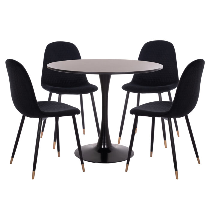 ΣΕΤ ΤΡΑΠΕΖΑΡΙΑΣ 5ΤΜΧ FB921191 MDF TOP-ΜΕΤΑΛΛΙΚΑ ΠΟΔΙΑ-ΒΕΛΟΥΔΟ--ΜΑΥΡΟ - Image 1