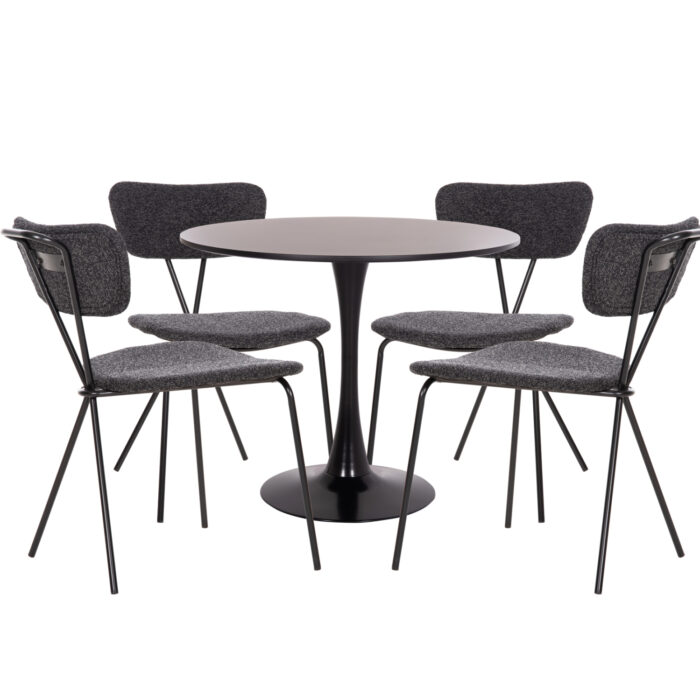 ΣΕΤ ΤΡΑΠΕΖΑΡΙΑΣ 5ΤΜΧ FB921200 MDF TOP & ΜΕΤΑΛΛΟ ΜΑΥΡΟ-ΣΚΟΥΡΟ ΓΚΡΙ ΥΦΑΣΜΑ - Image 1