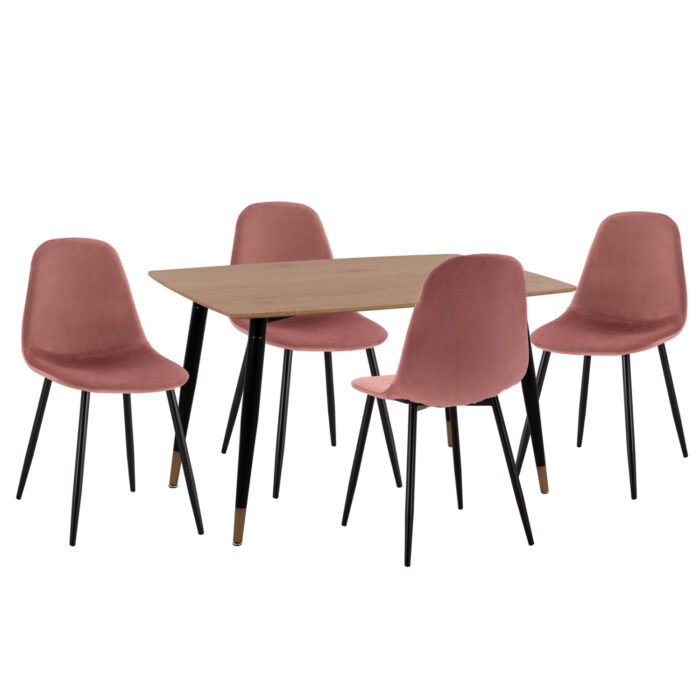 ΣΕΤ ΤΡΑΠΕΖΑΡΙΑΣ 5ΤΜΧ FB921201 MDF TOP-ΒΕΛΟΥΔΟ ΣΑΠΙΟ ΜΗΛΟ & ΜΕΤΑΛΛΟ ΜΑΥΡΟ - Image 1