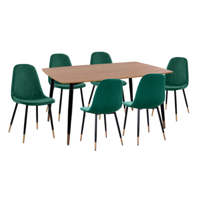 ΣΕΤ ΤΡΑΠΕΖΑΡΙΑΣ 7ΤΜΧ FB911197.03 MDF TOP-ΒΕΛΟΥΔΟ ΚΥΠΑΡΙΣΣΙ & ΜΕΤΑΛΛΟ ΜΑΥΡΟ - Image 1