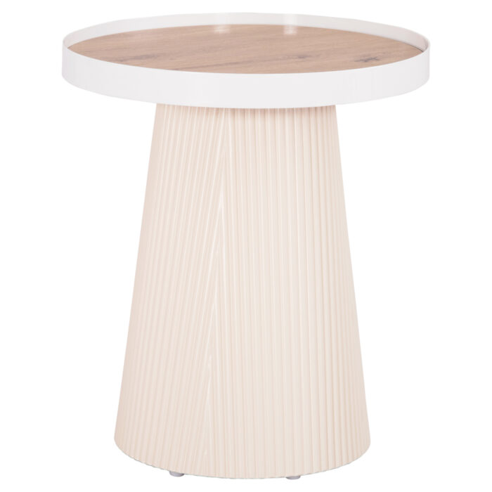 ΤΡΑΠΕΖΑΚΙ ΒΟΗΘΗΤΙΚΟ FB918023.02 MDF TOP ΦΥΣΙΚΟ ΞΥΛΟΥ-ΒΑΣΗ ΛΕΥΚΗ Φ45x51,5Υεκ. - Image 3
