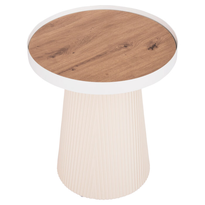 ΤΡΑΠΕΖΑΚΙ ΒΟΗΘΗΤΙΚΟ FB918023.02 MDF TOP ΦΥΣΙΚΟ ΞΥΛΟΥ-ΒΑΣΗ ΛΕΥΚΗ Φ45x51,5Υεκ. - Image 4