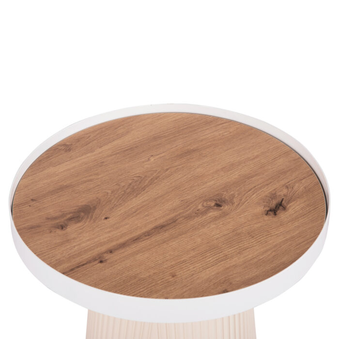 ΤΡΑΠΕΖΑΚΙ ΒΟΗΘΗΤΙΚΟ FB918023.02 MDF TOP ΦΥΣΙΚΟ ΞΥΛΟΥ-ΒΑΣΗ ΛΕΥΚΗ Φ45x51,5Υεκ. - Image 5