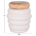 ΤΡΑΠΕΖΙ ΒΟΗΘΗΤΙΚΟ FB918172.02 FIBER CEMENT ΛΕΥΚΟ- ΞΥΛΟ TEAK TOP Φ45x46Υεκ. - Image 2