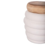 ΤΡΑΠΕΖΙ ΒΟΗΘΗΤΙΚΟ FB918172.02 FIBER CEMENT ΛΕΥΚΟ- ΞΥΛΟ TEAK TOP Φ45x46Υεκ. - Image 3